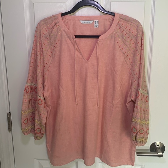 Canyon Retreat boho embroidered peasant blouse size size large - Picture 1 of 9